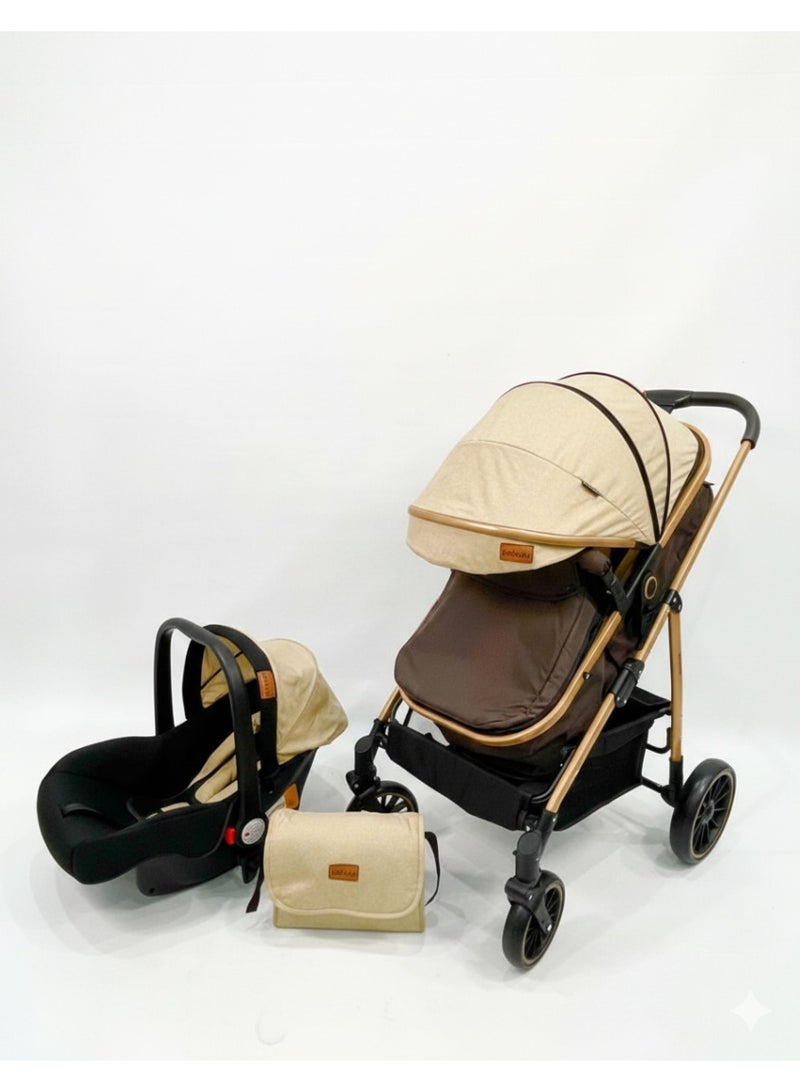 DEHKAH 4-in-1 Stroller Travel System – Stroller, carry-cot , Car Seat & Stylish Mommy Bag - Image 3